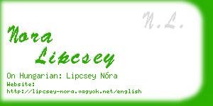 nora lipcsey business card