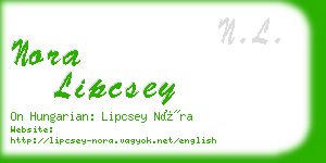 nora lipcsey business card